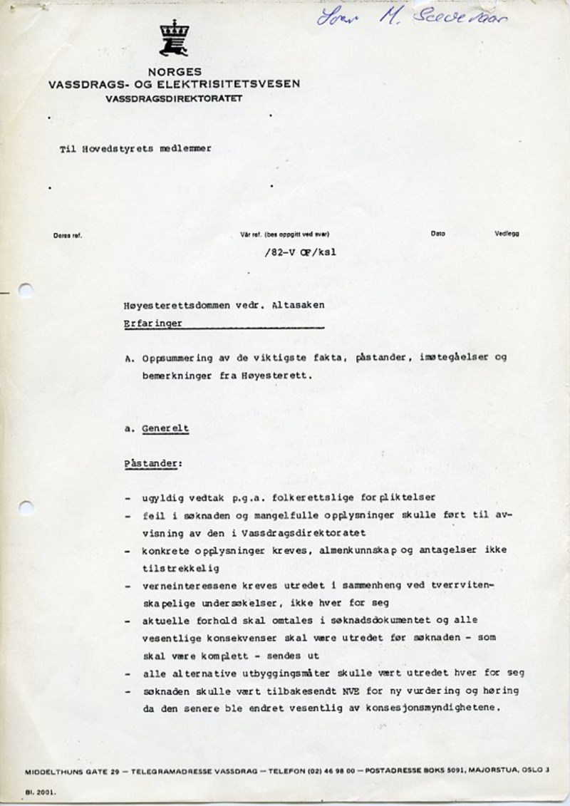 PDF - NVE-notat om Høyesterettsdom i Altasaken