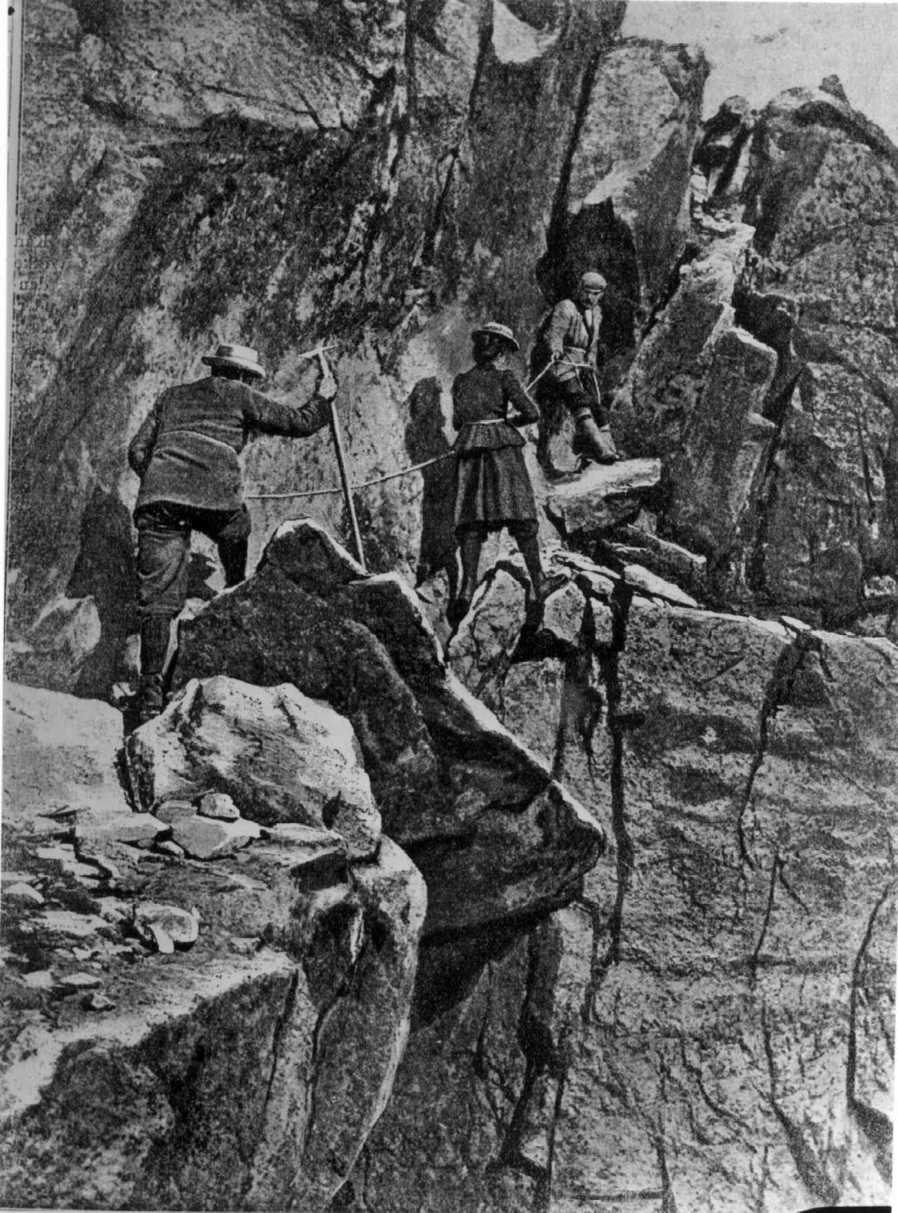 Therese Berthau bestiger Store Skagastølstind i 1900 med Ola Berge og William Slingsby