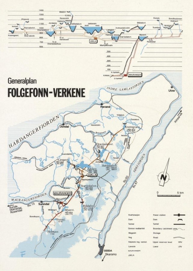 Oversikt over området for utbygging av kraftverka Mauranger og Jukla.