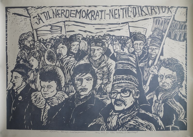 Plakat: Ja til nærdemokrati, nei til diktatur