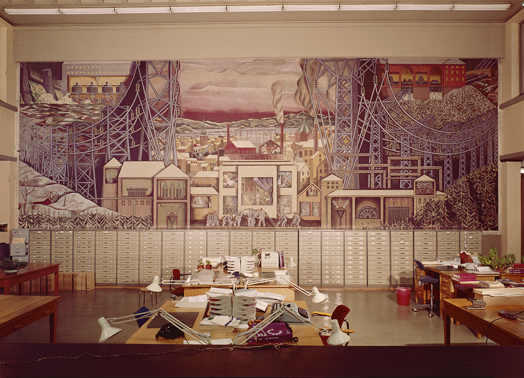 Stort maleri i kontorbygg