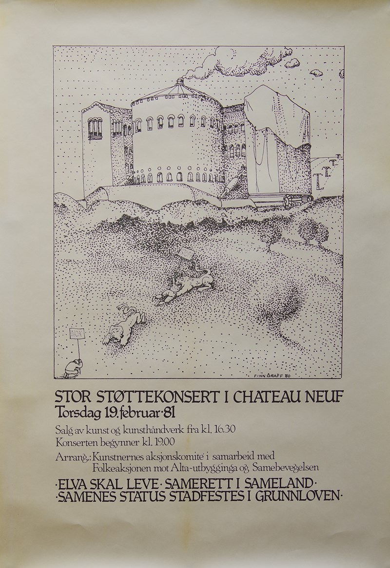Plakat om støttekonsert i Chateu Neuf