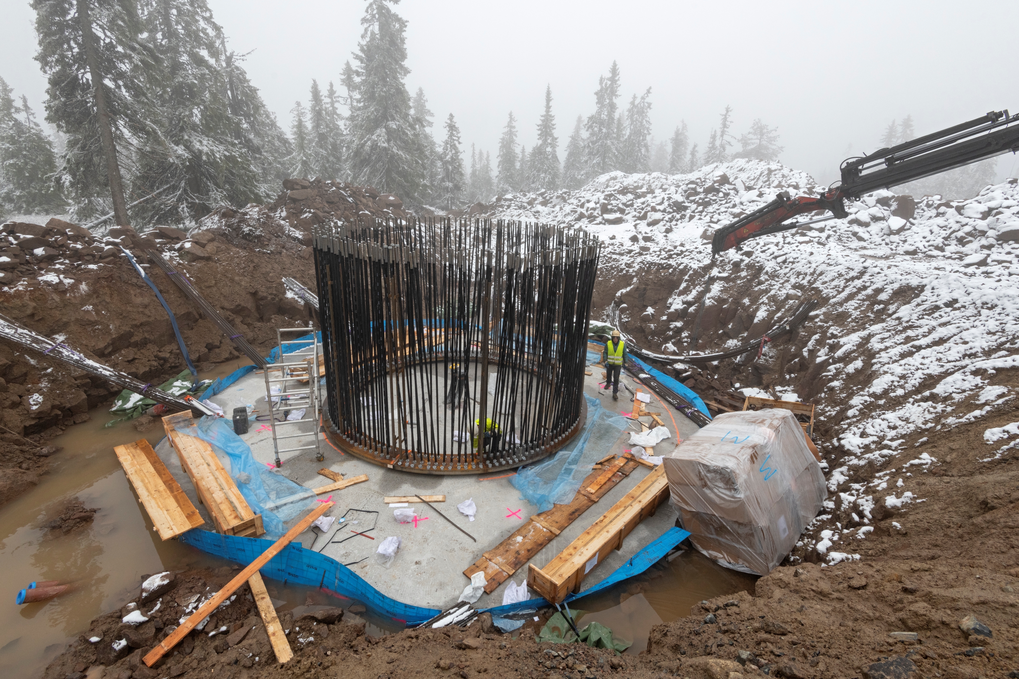 Deler av fundamentet til en vindmølle. 